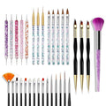Nail Art Brushes Set, 32pcs Nail Design Painting Brushes, Professional Nail Art Design Brushes, Nail Fine Liner Brushes, Black