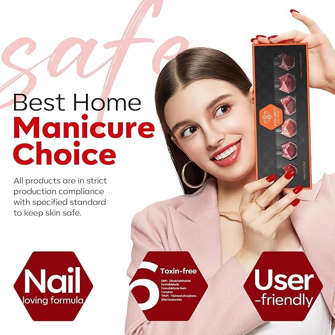 modelones Red Nail Polish Set, 6 Colors Valentines Cat Eye Dark Ruby Cherry Glitter Mini Quick Dry Nail Lacquer Kit, Magnetic Sparkle DIY Nail Art Manicure Gift for Women Girls