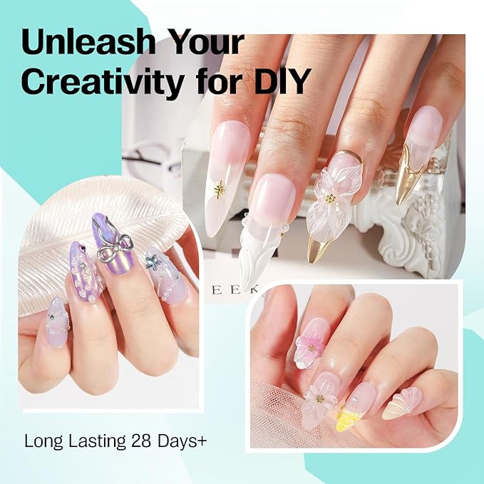 Solid Builder Gel for Nails and 3D Sculpting Nail Gel Set for Extensions, Sculpture, Designs, Chrome Powder, Rhinestones - Soak Off UV/LED for Salon Home DIY