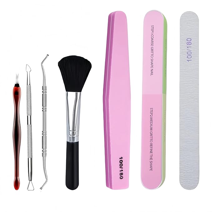Professional Nail Care Kit,Nail Files 100/180,Nail Buffer Block,Cuticle Nippers,Cuticle Trimmer,Cuticle Pusher,Nail Art Tools,Pedicure & Manicure Tools,Nail Prep Kit,Manicure Kit for Women
