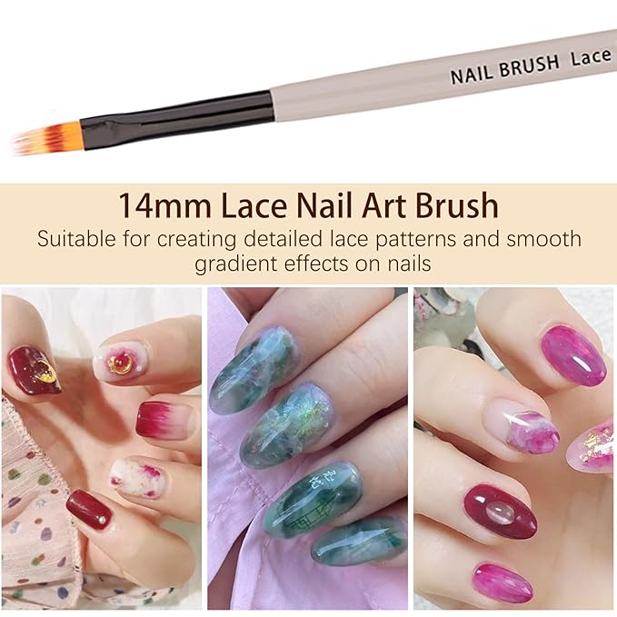 Ombre Nail Brush (Lace), Ombre Brush for Gel Nails, Gradient Manicure Brushes, Gel Nail Polish Pen, Glitter Nail Art Design Painting Tools for Salon & Home, Nail Artists & DIY Enthusiasts