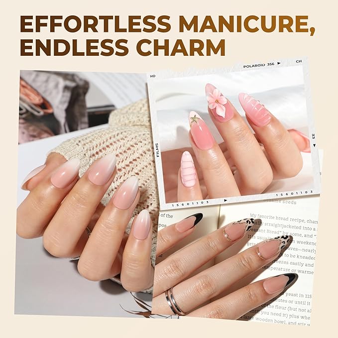 UNA GELLA 9 in 1 Gel Nail Glue U V Light Super Hold for Gel Nails Tips, 10 ml Brush On Nail Glue for Light-Color Press On Nails, Rhinestones, Base Coat, Blooming Art, Acrylic Tips Lamp Needed