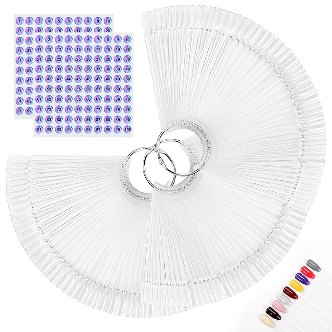 150pcs Nail Swatch Sticks with Ring and Number Stickers, Color Swatches for Nail Polish Display Nail Art Supplies for Nail Techs Must Haves Nail Stuff