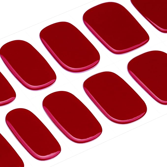 DANNI & TONI Semi Cured Gel Nail Strips Bordeaux Red Gel Nail Wraps Burgundy 28 Stickers |Ruby Rush