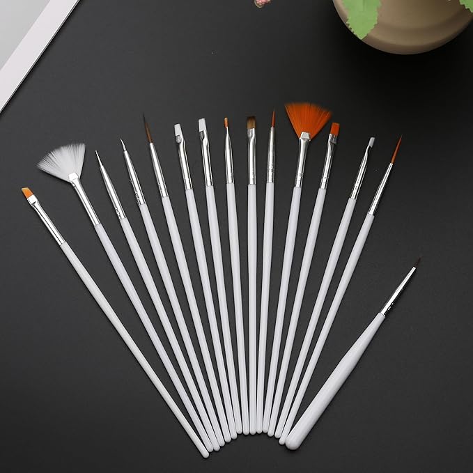 GREEN FABWOOD 15pcs Nail Art Painting Pen Brush
