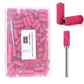 100pcs Nail Drill Bits Small Sanding Bands with 3.1mm Mandrel Bit, 240 Extra Fine Grit Nail File Sanding Bands for Acrylic Nails Gel Removing Shaping Manicures and Pedicure (Rose Red, 240 Grit)