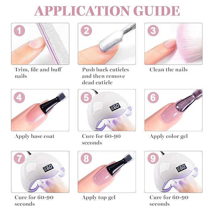 RARJSM Nude Rosy Mauve Pink Rainbow Glitter Rubber Base Coat Gel Nail Polish Natural Skin Tone Iridescent Shimmer Brush on Extend Jelly Gelpolish Curing Requires 15ml Salon Home French Manicure