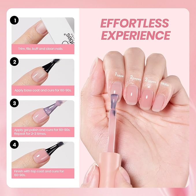 Beetles Nude Pink Gel Nail Polish - 15ml Jelly Neutral Nude Gel Polish Base Color Nail Concealer Sheer Translucent Effect Soak Off UV LED French Nail Art Salon DIY Manicure Gift for Women 0.5Oz