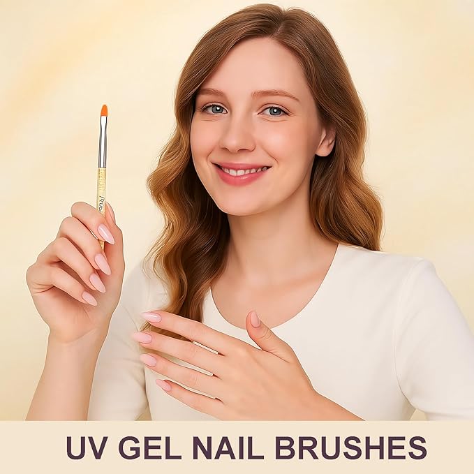 JEONEKID 12Pcs Uv Gel Nail Brush and Dotting Pen Set – 7pcs Nail Art Brushes (No.2-14) + 5 Double-End Dotting Tools for Acrylic, Gel Polish, DIY Manicure Design