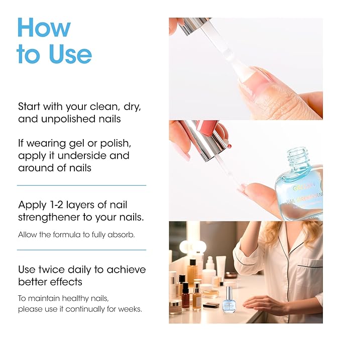 GELLEN Nail Strengthener, 8-In-1 Pro Care Plant Extracts Keratin Calcium Active Nourishes, Strengthens & Growth Nail Repair Serum for Thin Damaged Nails, Air Dry, Non-Polish, Fresh Ocean Scent