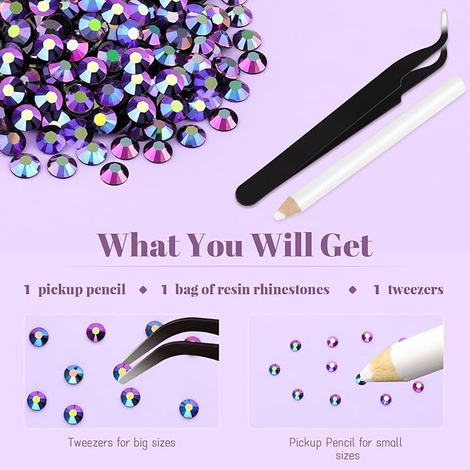 4000PCS 5mm Resin Jelly Rhinestones in Bulk (Purplish Black AB), Bedazzling Flatback Crystals Rhinestones for Crafting DIY Nail Decoration, Gems Diomand Charms for Tumbler Shoes Clothing Fabric