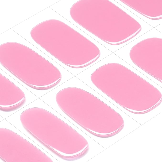 DANNI & TONI Semi Cured Gel Nail Strips Soft Light Pink Gel Nail Wraps 28 Stickers | Rose Reverie