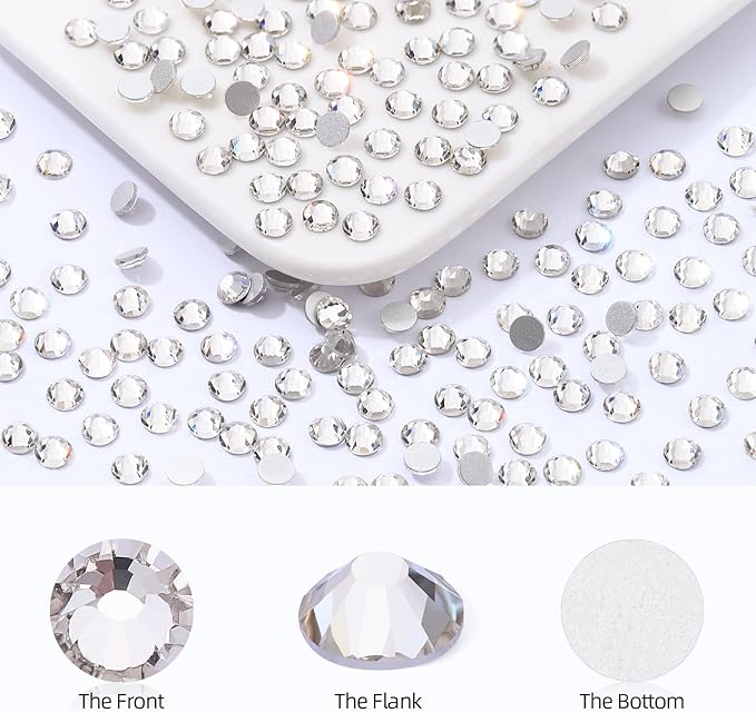 Crystal Clear Flatback Rhinestones, Glass Rhinestones for Nail Art and Craft, Glue Fix, Loose Crystal Gemstones(Crystal, SS30, 576pcs, 6.4-6.6mm)