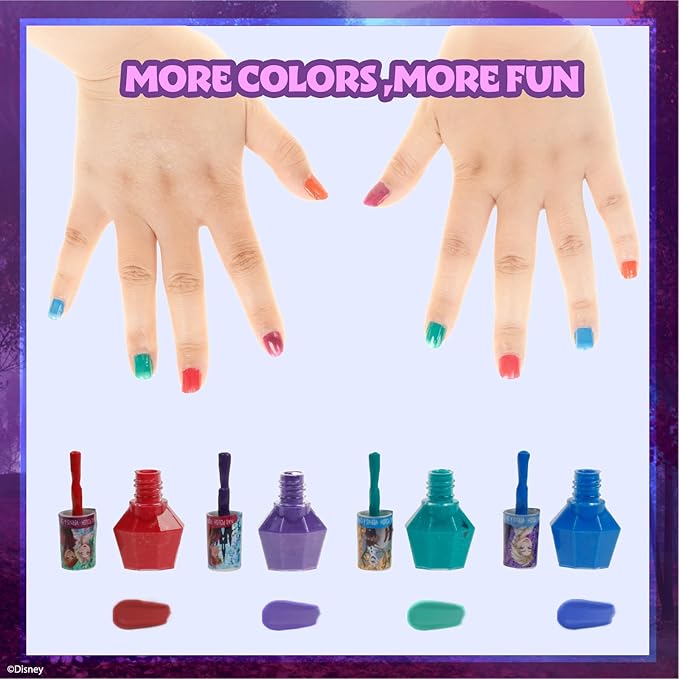 Disney Frozen Non-Toxic Peel-Off Nail Polish Set with Shimmery and Opaque Colors with Nail Gems for Girls Ages 3+, Perfect for Parties, Sleepovers and Makeovers, 18 Pc Set by Townley Girl