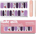 Nail Polish Strips, 20Pcs Salon Quality Gel Nail Stickers, Easy Long Lasting Wraps for Short Nails no UV Light Needed (Purple Bird & Flower)