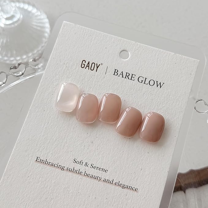GAOY Nude Jelly Gel Nail Polish, 16ml Sheer Translucent Netural Soak Off Gel Polish, UV Light Cure for Nail Art DIY at Home, 3157 Bare Glow
