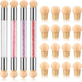 Maitys 4 Pcs UV Gel Gradient Sponges Pens with 16 Pcs Replacement Head Nail Sponges for Ombre Double Head Brush for Nail Art Manicure DIY Tools(White, Pink, Purple, Red)