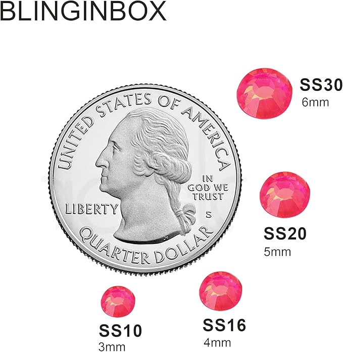 Blinginbox Flatback Rhinestones Round Gems, 288pcs Luminous Series Glass Stones Neon Gems Non Hotfix Crystal Rhinestones for Nail Charms Crafts Clothes Tumblers,Rose Neon Opal,SS30.