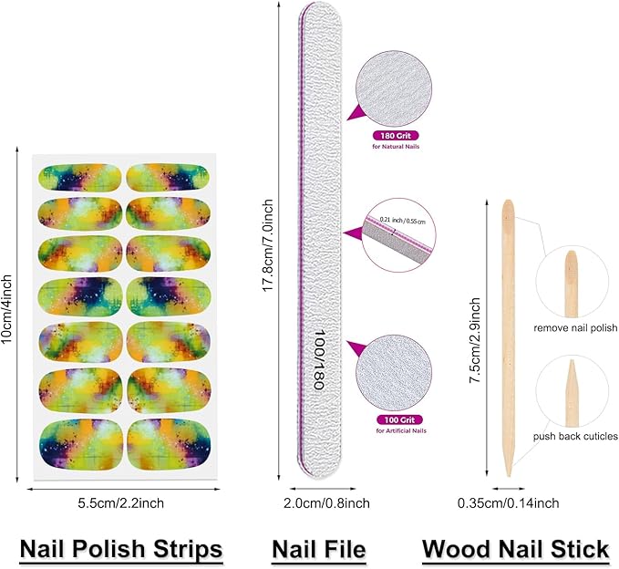 DANNEASY 20 Sheets Color Blending Nail Polish Stickers Full Nail Wraps for Women Marble Fingernails Wrap Self Adhesive Nail Polish Strips Gel Nail Strips with File, Cuticle Stick