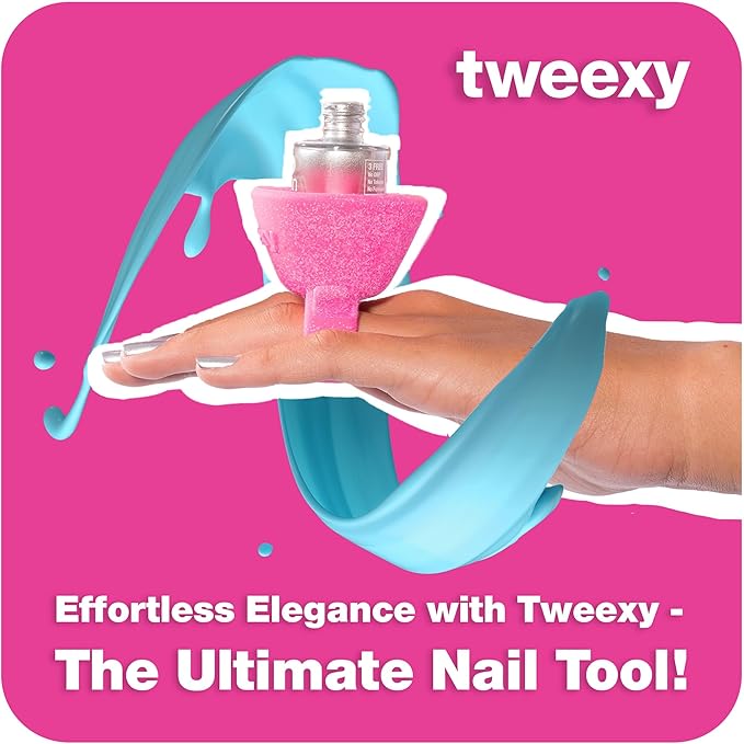 tweexy Wearable Nail Polish Holder Ring - Ideal Gift for Teenage Girls - Nail Polish Holder Stand for Manicure & Pedicure, Fingernail Painting - Nail Polish Accessories (Flamingo Sparkle)