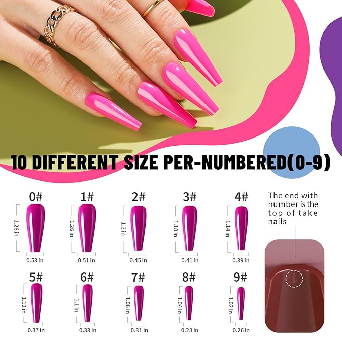 Teenitor Long Press On Nails Kit 24 Color Long Coffin Nail Tips Full Cover, 576pcs Long Coffin Press On Nails Fake Nails, Matte Nails Glue On Nails