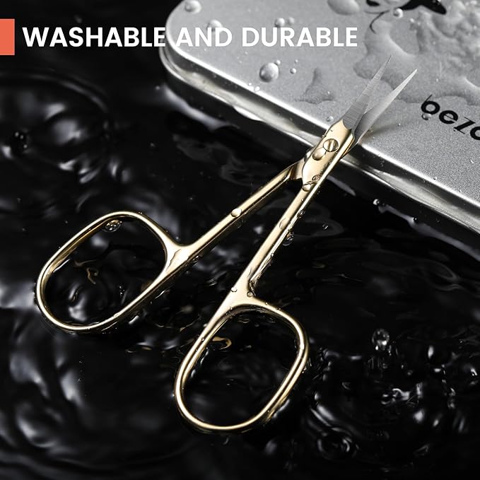 BEZOX Curved Cuticle Scissors - Precision Manicure Scissor Nail Cuticle Trimmer, Professional Stainless Steel Nail Scissors for Cuticle Care, Cuticle Cutter Small Scissors for Women - Golden