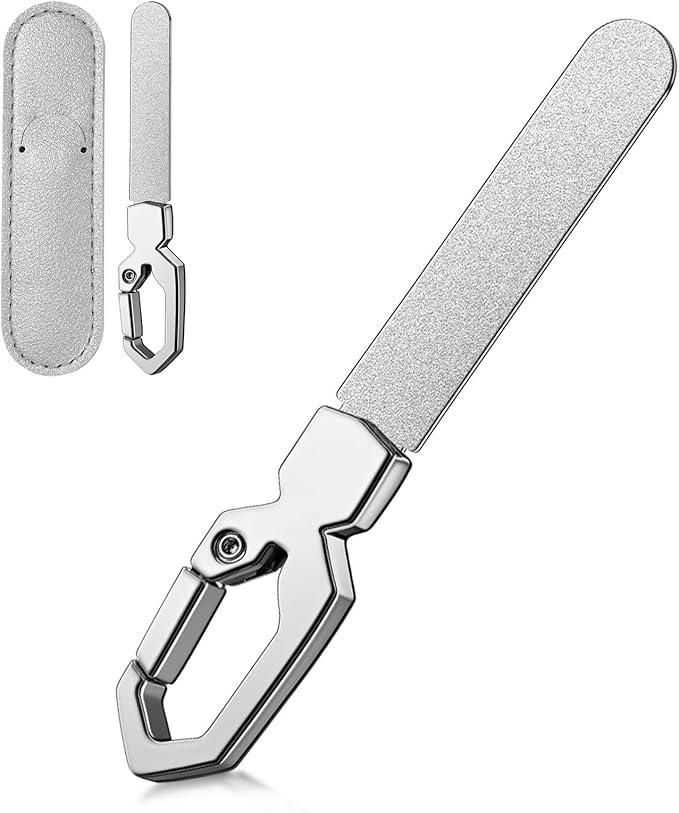 Keychain Metal Nail File for Natural Nails, Stainless Steel Fingernail & Toenail Shaping Tool for Men & Women, Keychain Design Durable & Portable for Home & Travel (Silver)