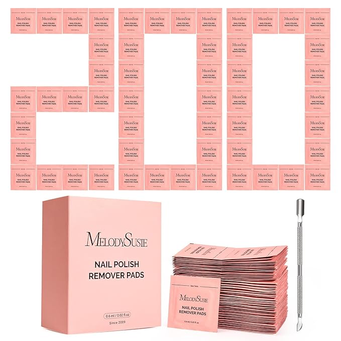 MelodySusie Nail Polish Remover Pads, 200 PCS Acetone Large Size Individually Wrapped Wet Wipes Rapid Gel Polish Removal Portable Travel Kit for Home Professional Use