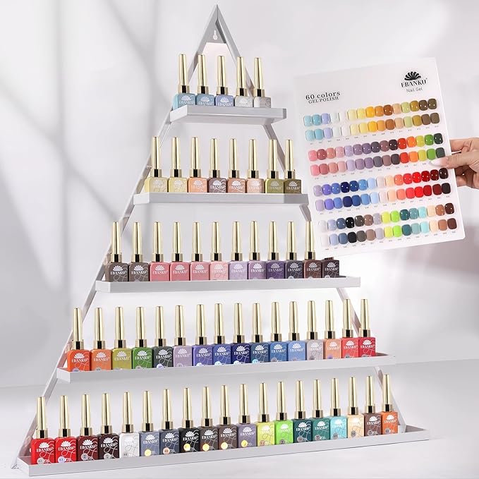EBANKU 60 Colors Gel Nail Polish Set Same Color Same Bottle with 2Pcs Nail Gel Soak Off Gel Polish Kit Nail Art Manicure Salon DIY at Home for Women