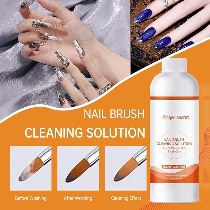 Nail Polish Remover Kit Nail Glue Remover & Nail Brush Cleaner Professional Nail Remover Quickly Clean Nail Brushes with Glass Cup Nail Cleaning pads for Nails
