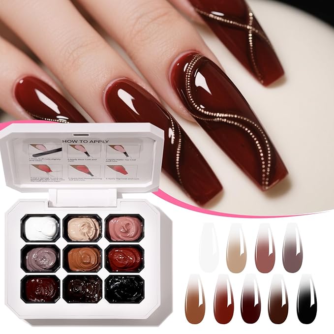 Ombre Gel Polish Nail Sponges for Ombre 9 Series Colorful Blush Effect Pat Painting Gradient Blooming gel ombre & pat paint for nails Multistyle French Manicure Nail Art DIY Home (A6, 1)