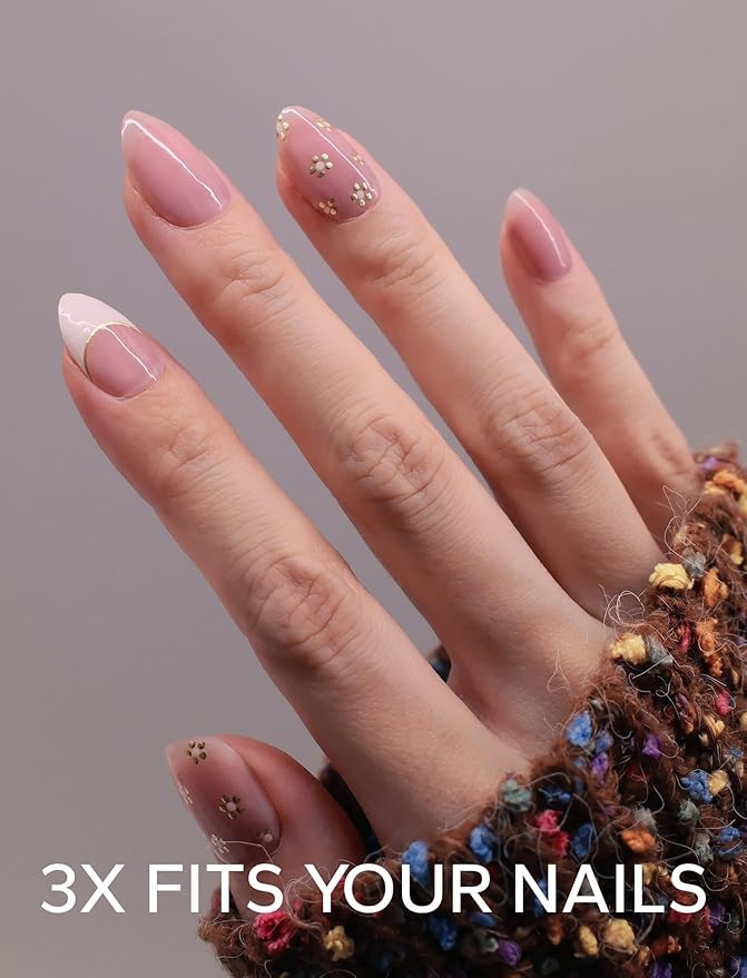 Nail Polish Strips – 32PCS UV Free Salon Quality Wraps, Long Lasting Gel Nail Stickers for Women (Skin Bloom Nude)