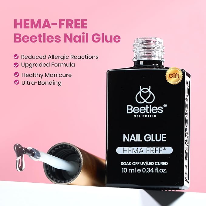 Beetles Gel Nail Kit Etch-X, Almond Short, 288pcs 12 Sizes Nail tips, with 10ml Hema-Free Nail Glue Gel, Glue on Nails for Acrylic Press On Nail, Pre-Etched Half Matte Extension Set for Home DIY