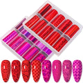 20 Rolls Red Pink Nail Art Foil Transfer Sticker Kit Foil Transfers Decals Purple Nail Transfer Stickers Sheets Nail Art Sticker