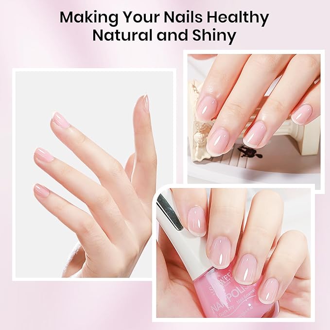 Sheer Nail Polish Quick Dry，Regular Air Dry Fast Fingernail Lacquer Base Coat, Help Nail Strengthener, Hardener, Strong and Growth 0.54 fl.oz