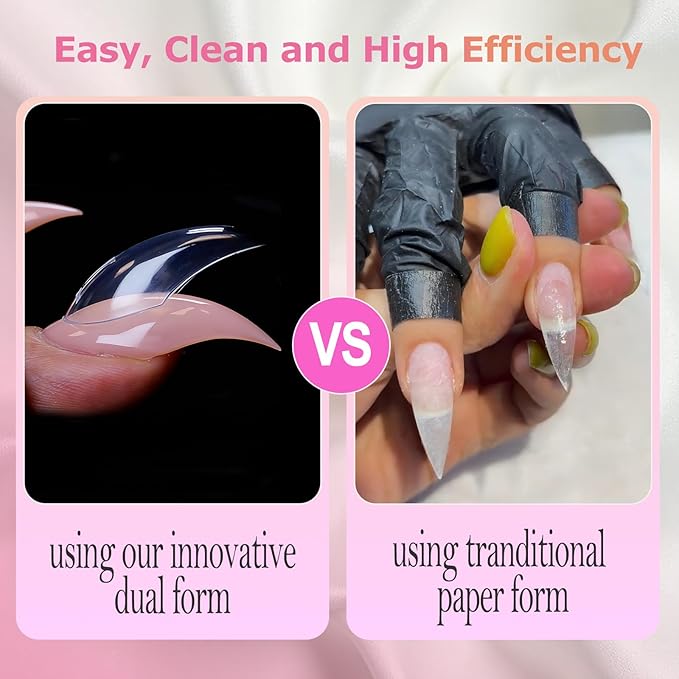 280 Pcs Cat Claw Short Curved Stiletto Nail Dual Forms for Poly Gel Extension of 14 sizes 3D Eagle Hawk Curve Sculptural Acrylic Nails, Reusable Full Cover Molds Nail Art Design