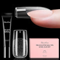 MelodySusie Square Gel Nail Tips Kit-300Pcs Pre-Building Apex Fake Nail Tips 20g Solid Nail Glue Gel,Half Matte Full Cover Clear Acrylic Nail,15Sizes Thick Strong Long Lasting for Home DIY&Salon