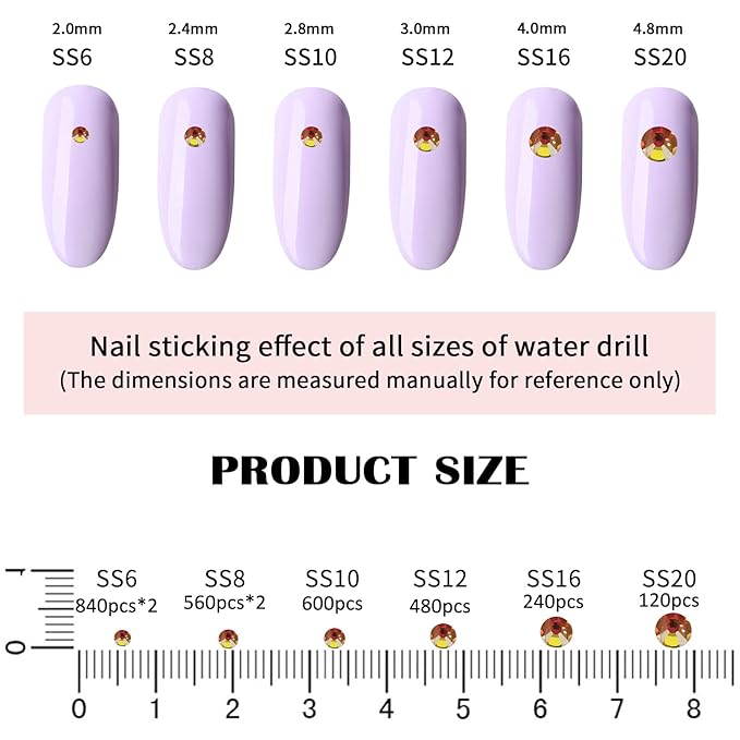 4240Pcs Red Flame Flatback Rhinestones 6 Sizes Crystal Diamonds for Nail Art Crafts Clothes Shoes with Tweezers and Picking Pen