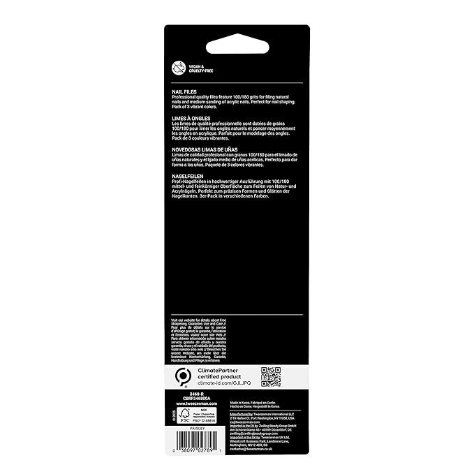 Tweezerman Paisley Nail Files, (Pack of 3)