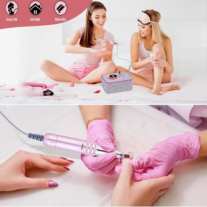 Electric Nail Drill 35000 RPM, Professional Rechargeable Nail File Kit, Nail Drill Machine, Acrylic Nail Kit for Any Manicure, Pedicure, Ideal Nail Art Tools, Designed for Salon, Home