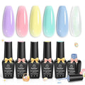 Beetles Pastel Gel Polish Set - Spring 6 Colors Yellow Purple Mint Green Gel Polish Blue Jelly Rainbow Shimmer Gel Nail Polish Manicure at Home Easter Gifts for Women