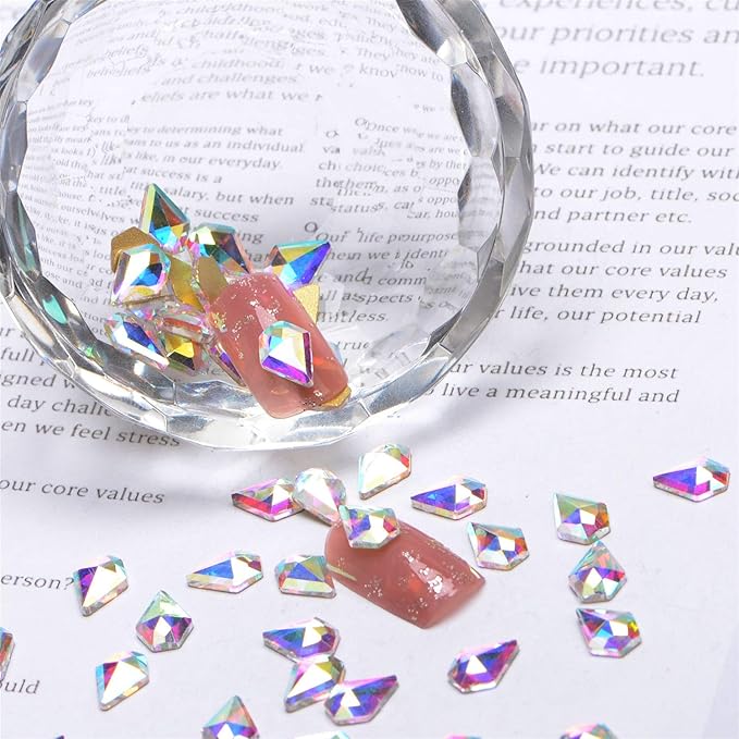AD Beads Top Czech AB Crystal Flatback Rhinestone Nail Art Decoration Multi Shape (S24 Diamond 5x5mm, 100 Pcs)