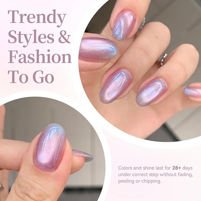 Born Pretty Cat Magnetic Eye Gel Nail Polish 6 Color Peach Pink Nude Light Purple Silver Magnetic Shimmer Glitter Gel Polish Soak Off U V Nail Gels 7ML