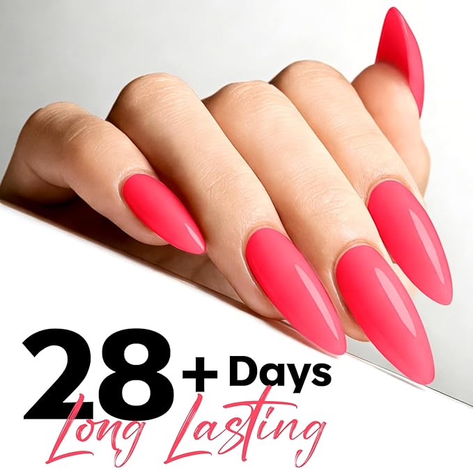 modelones Pink Gel Polish Raspberry Pink Valentine Gel Nail Polish Summer Vibrant Fluorescent Polish Soak Off LED Nail Art DIY Nail Manicure 15ML