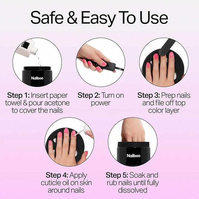 Nailboo Magic Soak Manicure Remover Bowl, Electric Nail Soaking Bowl Effortlessly Removes Nail Dip Powder, Acrylic, Gel Polish and Press Ons, Perfect Size for Manicures