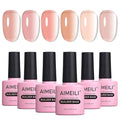 AIMEILI Builder Base Sheer Color Gel, Hema Free, Cruelty Free, Vegan, No Need Slip Solution, Soak Off Gel Nail Polish 6pcs X 10ml - Kit Set 34