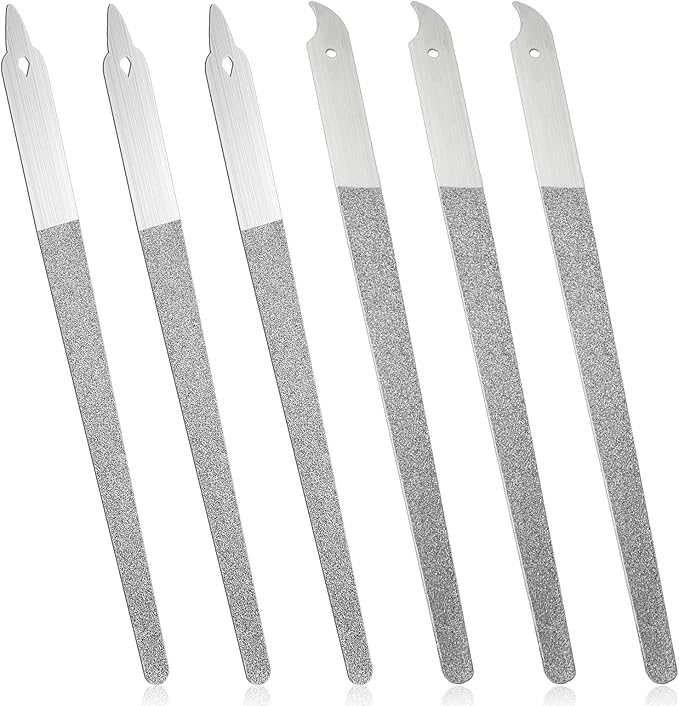 6 Pcs Diamond Deb Nail File for Natural Nails Double Sided Stainless Steel Metal Nail Files with Sharp Pointed Tip for Natural Nails, Professional Manicure Pedicure Tools for Women Men Salon Home
