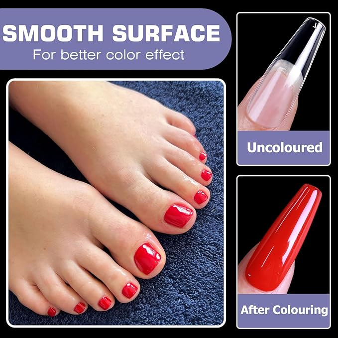 600pc Soft Gel Toe Nail Tips Short Fake Toenail Tips Square Fake Toe Nail Tips for Toes Press on Toeails, Clear False Toe Nail Press ons, 12 Sizes French Artificial Toe Tips Acrylic Nails