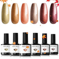 modelones Fall Gel Nail Polish Set, 6 Colors Glitter Brown Orange Red Yellow Nail Drawing Swirl Shell Thread Effect Gel Polish Kit Soak Off Led Nail Gel Polish DIY Mani Gift