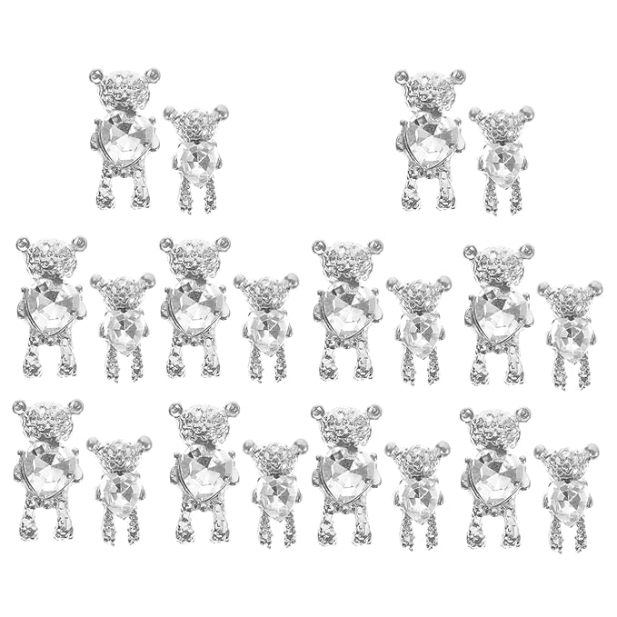 20pcs Bear Nail Charms Adorable Nail Art Decors for Diy Manicure for Home Salon Use Easy to Install Detach